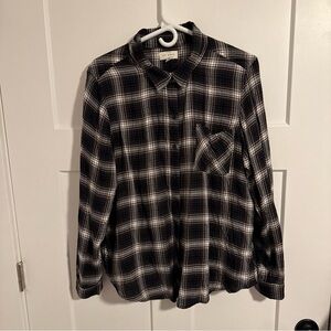 Lucky Brand Men's Dark Plaid Button Down Shirt